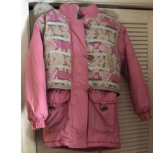 Vintage 90s Rothschild Down Hooded Parka with Faux Fur Girls 14